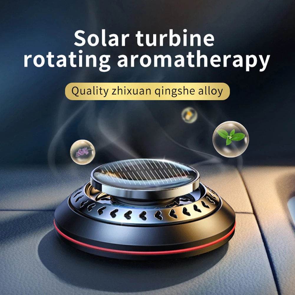 

Car Air Freshener Aroma Diffuser Solar Energy Rotating Aromatherapy Aluminum Alloy Essential Oil Diffuser Lemon Ocean Wood