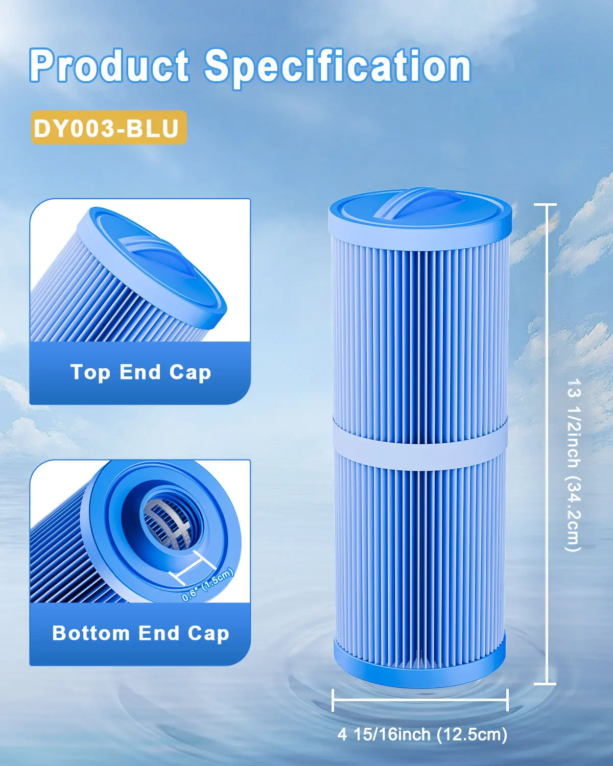 Фото Комплект из 2-х плиссированных картриджных фильтров для гидромассажных ванн, 5 микрон, 50 кв. футов, совместимые с 4CH-949 FC-0172 PWW50L-M №2