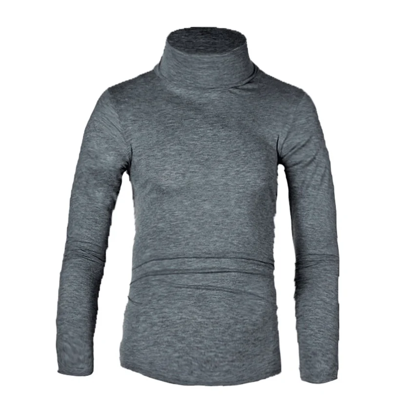 

Футболка мужская с высоким воротником, однотонная приталенная рубашка с длинным рукавом, стильная одежда, весна-осень
