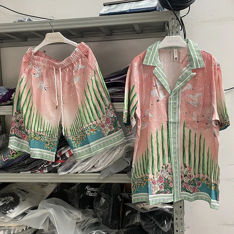 

2023SS New Fashion Casablanca Shirt Men Women Spotted Dog Print Hawaiian Shirts Tee Casual Tee