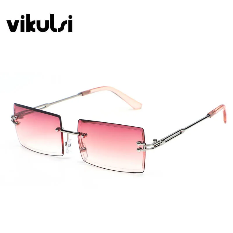 

High Quality Fashion Matching Foot Cover Rimless Rectangle Sunglasses Men Women Gradient Purple Shades Unisex Sun Glasses Oculos