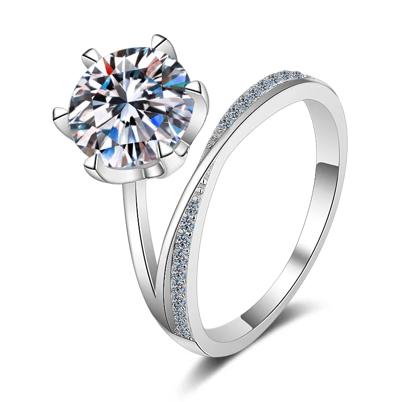 

Real 925 Sterling Silver Ring Woman Six Prong 3 Carat Moissanite Diamond Engagement Wedding Ring Jewelry One Piece Drop Shipping