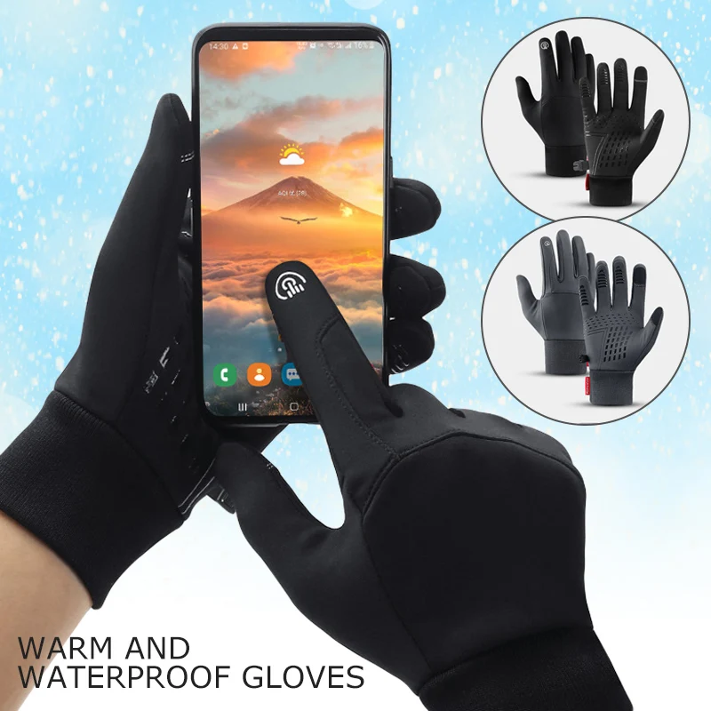 Hot Winter Men Women Gloves Touch Screen Cold Waterproof Cycling Gloves Outdoor Sport Warm Thermal Fleece Running Ski Gloves