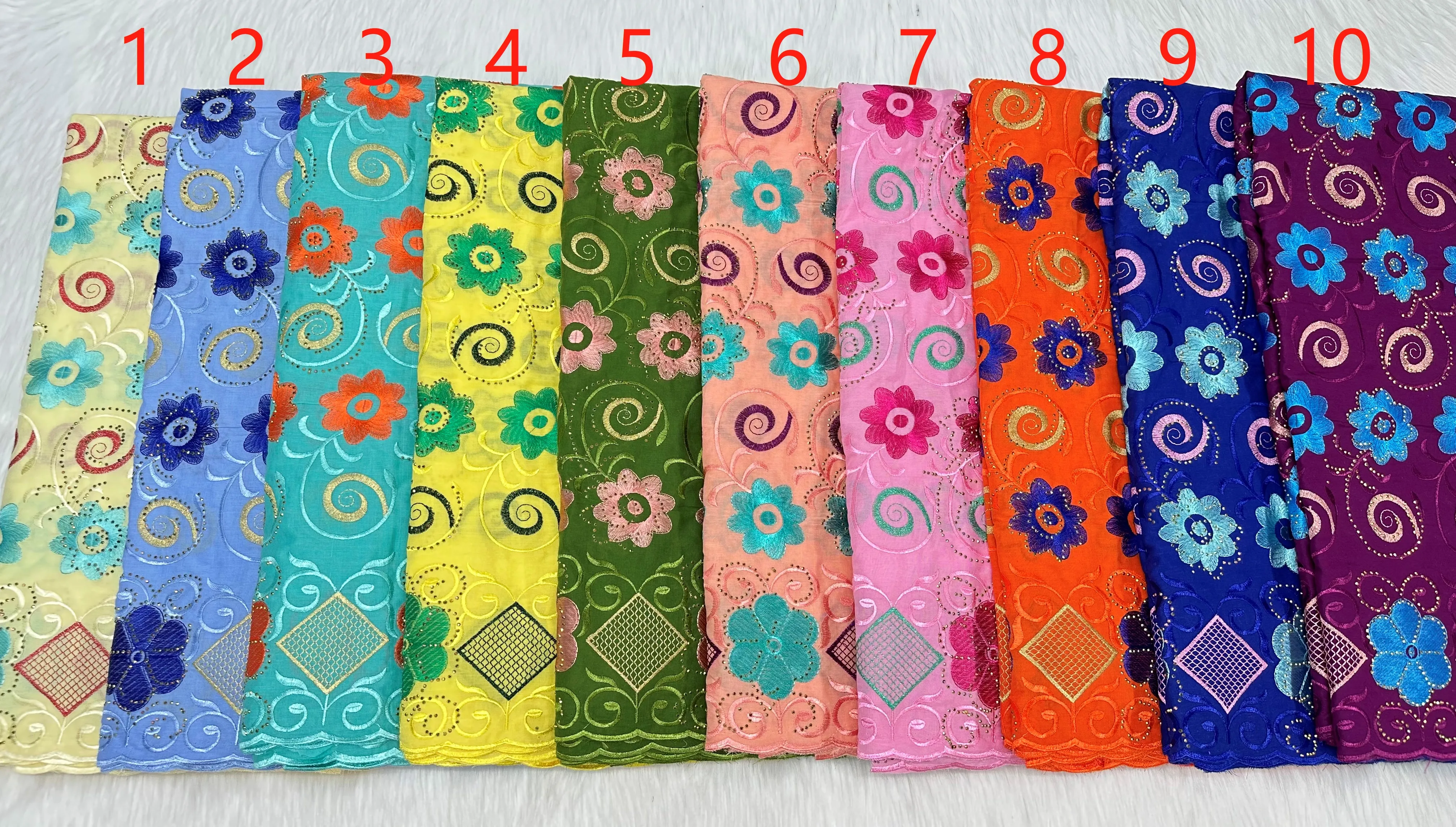 Хлопковая кружевная ткань африканская Цветочная с камнями швейцарская