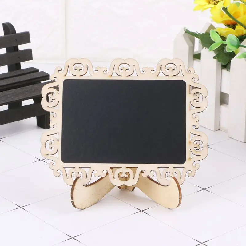 

10pcs Rectangle Shape Hollow Mini Wood Chalkboard Blackboard Tabletop Message Board For Wedding Party Decor Drop Shipping
