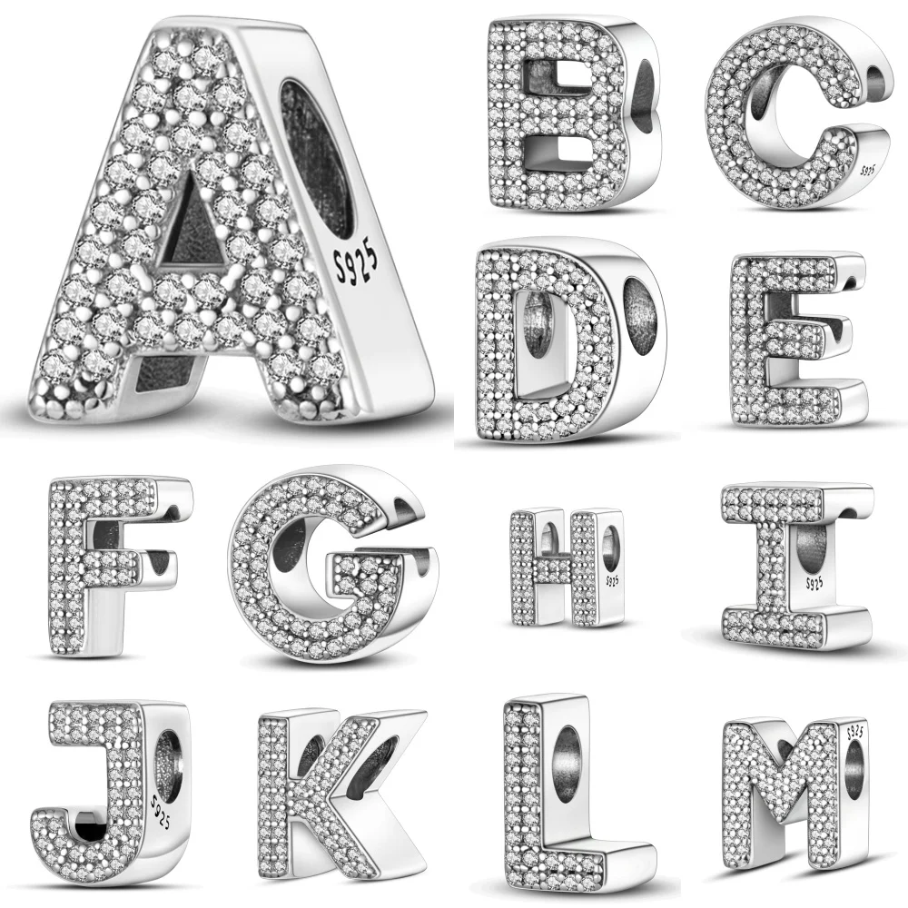 Женские браслеты из серебра 925 пробы с буквами и кристаллами