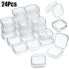 24 шт., маленькие квадратные прозрачные пластиковые коробки для хранения ювелирных изделий