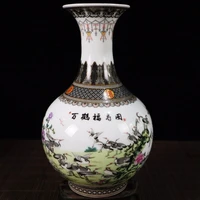china old porcelain pastel hundred cranes offering longevity vase