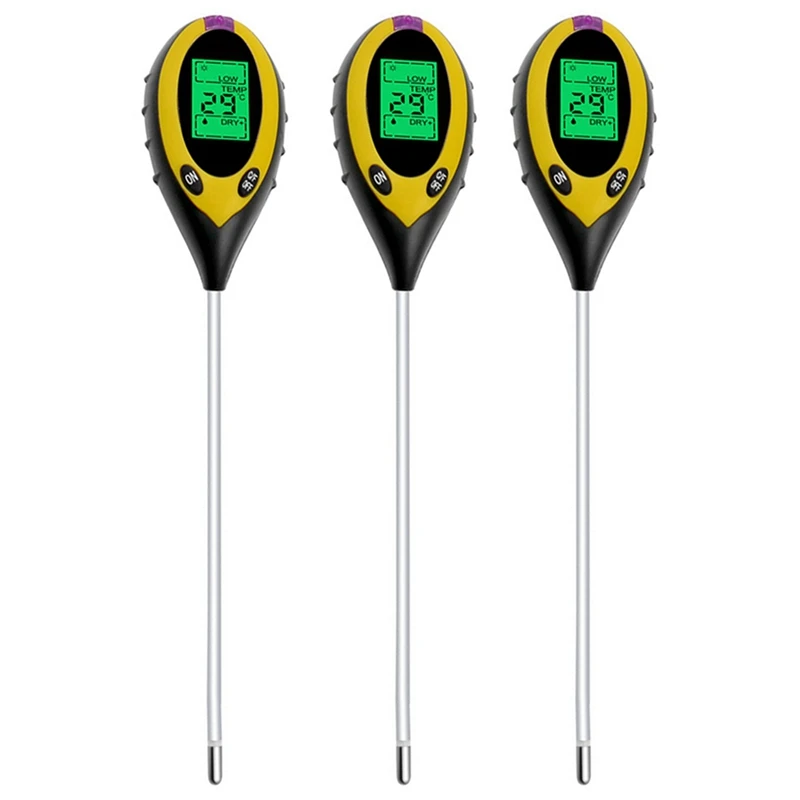 

3X 4 In 1 Soil PH Meter Tester Soil Tester PH Moisture Meter Temperature Sunlight Intensity Measurement Analysis
