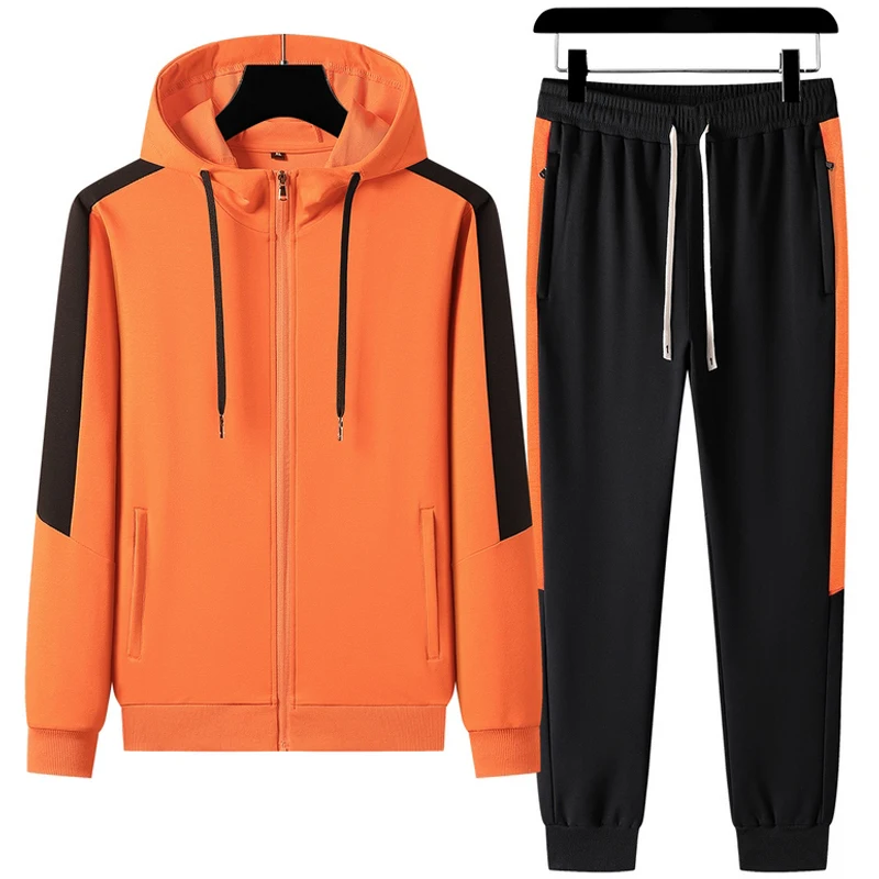 Мужской спортивный костюм с капюшоном черный из двух предметов Толстовка и