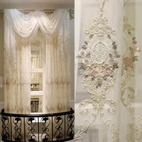 Embroidered Luxury European Curtains for Living Room Dining Bedroom Window Drapes Kitchen Fabric Curtain Divider Sheer Tulle