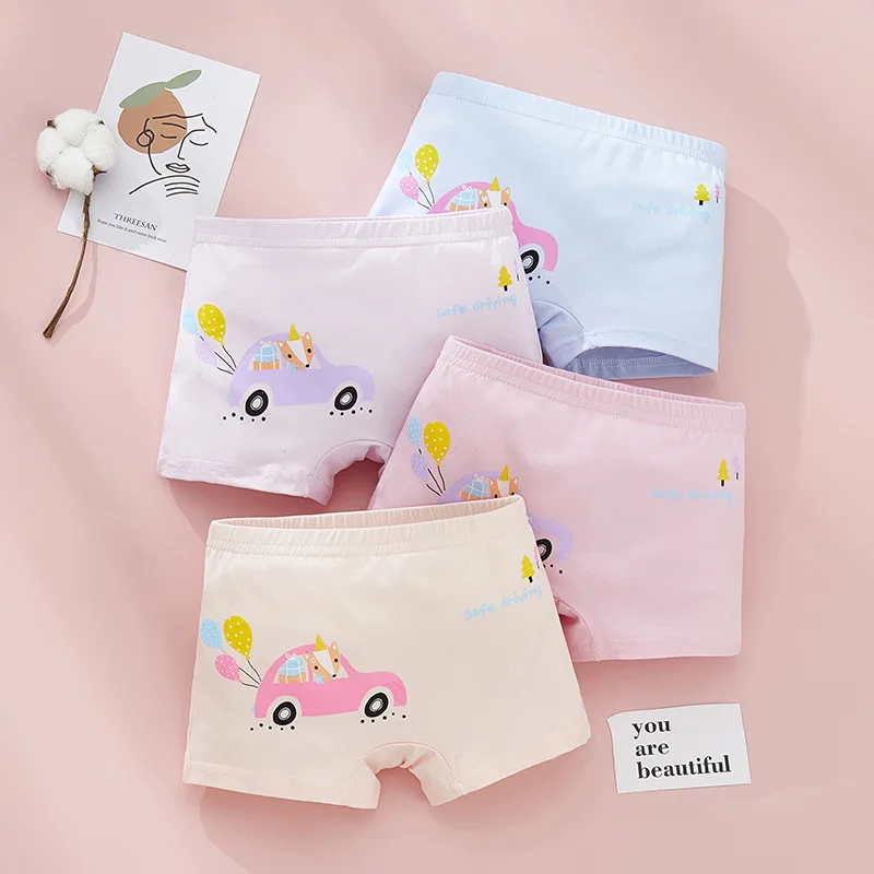 

4-pack Boys' Cotton Boxer Briefs are Suitable For Age 3-8 Years Old Size M-2XL Cute Cartoon Pattern Undergarment