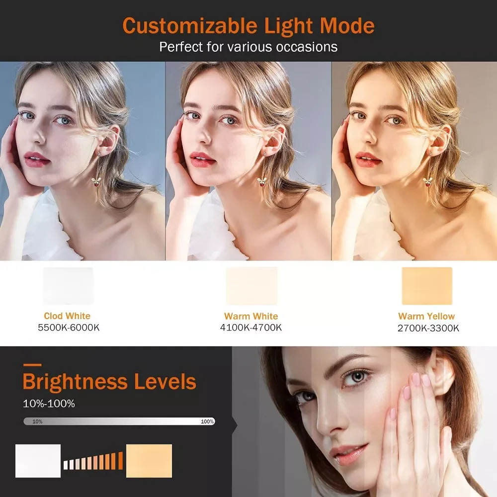 

2023 Dimmable LED Video Light Panel EU Plug 2700k-5700k Photography Lighting With Stand For Live Stream Photo Studio Fill Lamp L