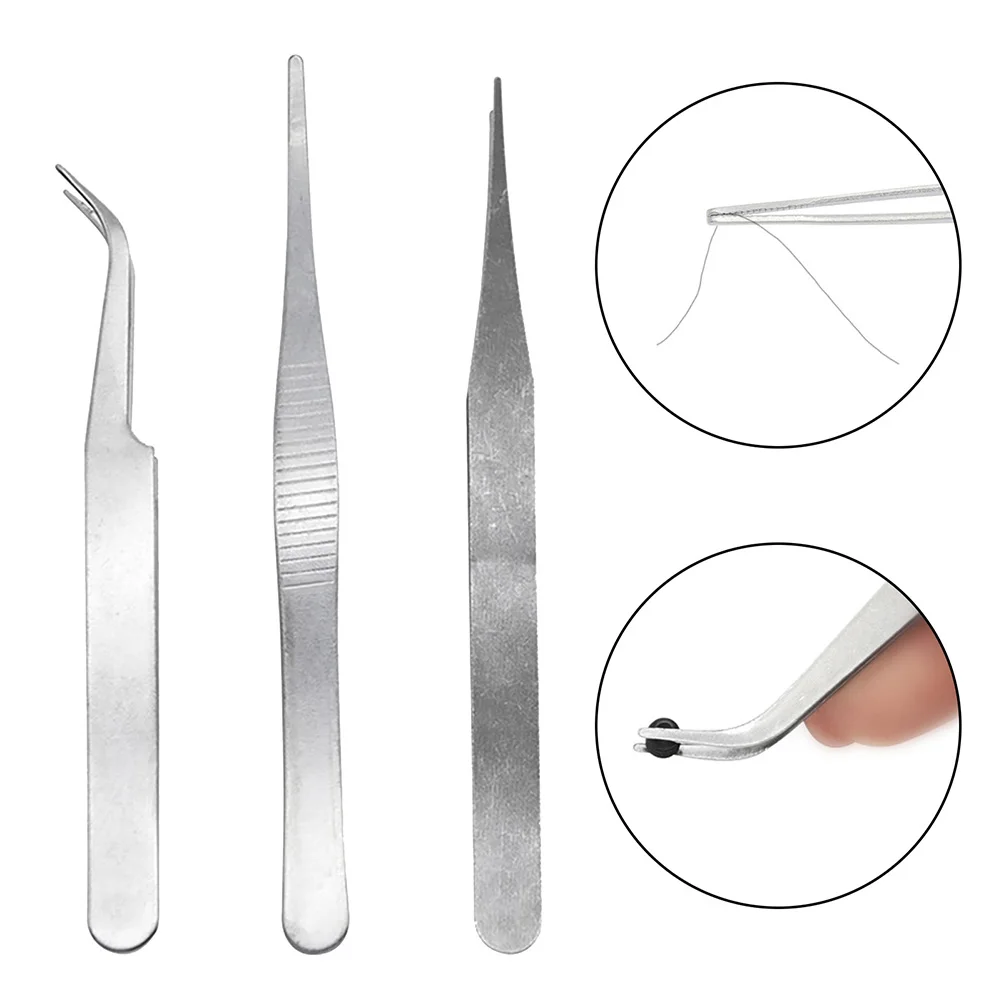 

3Pcs Small Component Repair Precision Set Tools Electronic Components Tweezers Hand Tools Accessory