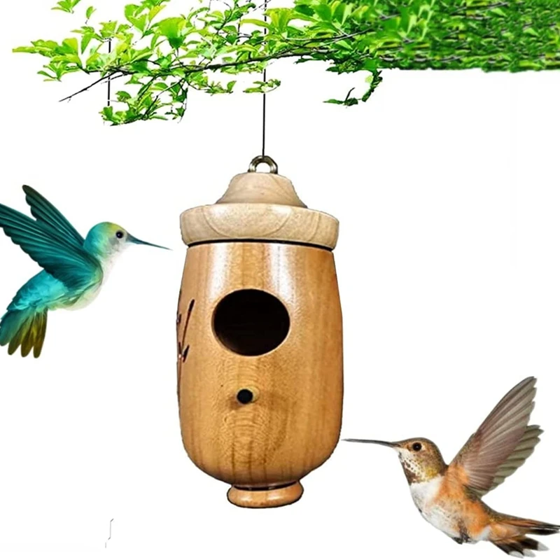 

Bird House, Mini Bird House, Wooden Bird Swing Nest For Outside Hanging, Pet Cottage For Finch Houses