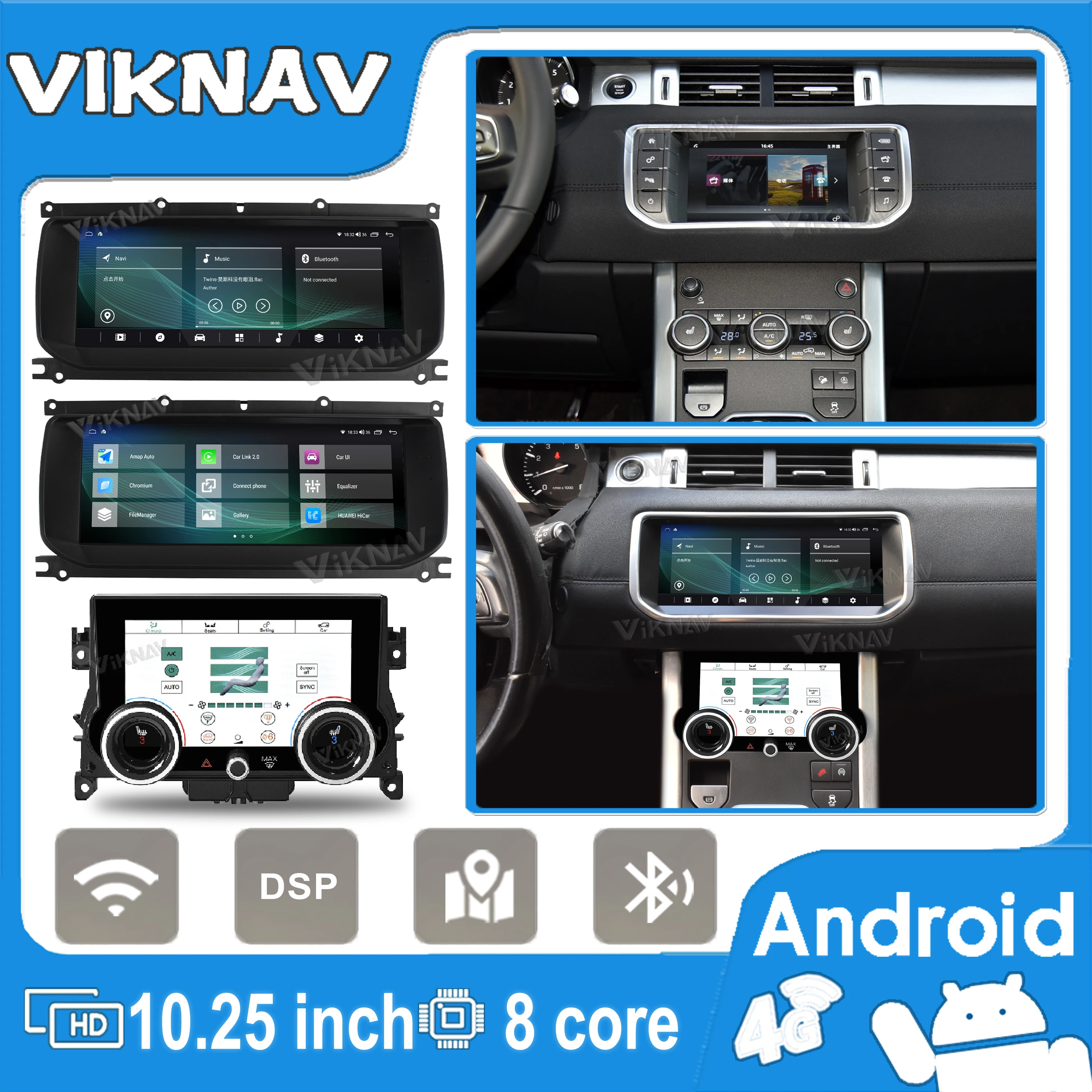 

Android10 head uit car radio For Land Rover Evoque L551 L538 2012-2018 Original Car Functions with AC Climate Panel