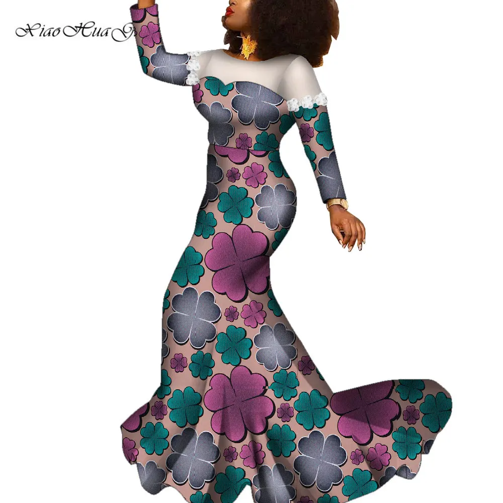 

Elegant Women African Dresses Dashiki Print Long Robe Dress Vestidos Party Style Bazin Riche Autumn Fashion Maxi Dress WY9183