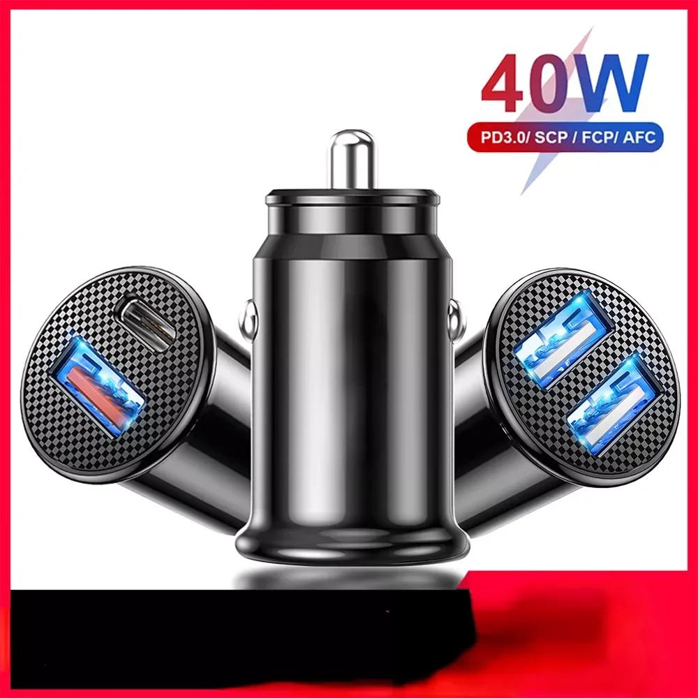 

USB C Car Charger QC 3.0 40W 5A Type PD Fast Charging Car Phone Charger 12 13 Pro
