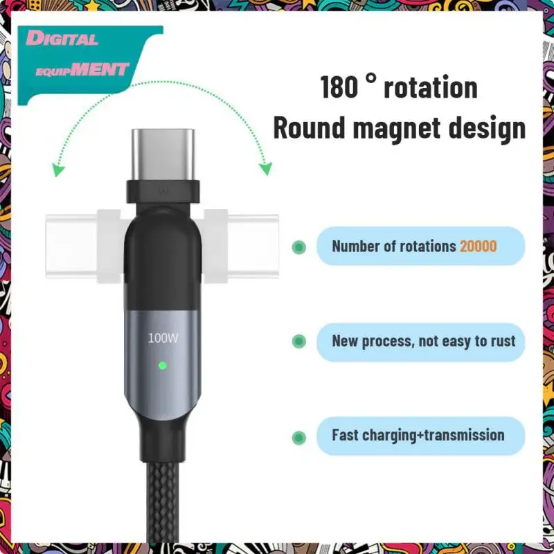 

Rotating Data Cable Charger Cable Pd 60w Aluminum Alloy Usb Wire Cord Braided Type-c To Usb Cable 3 In 1 Usb Type C Cable