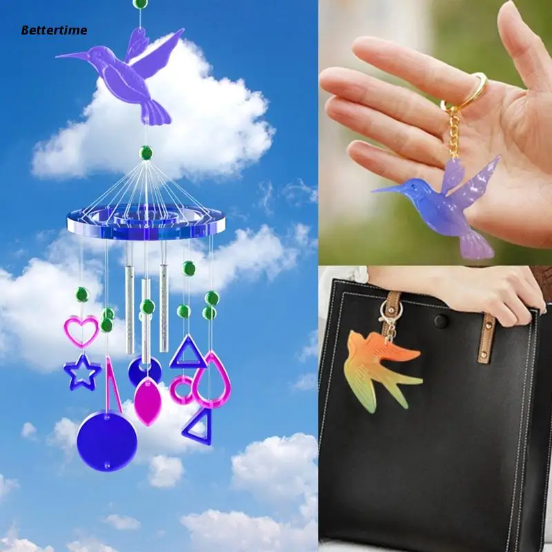 

B36D Diy Dragonfly Wind Chime Crystal Epoxy Mold Sun Moon Pendant Wall Hanging Mold
