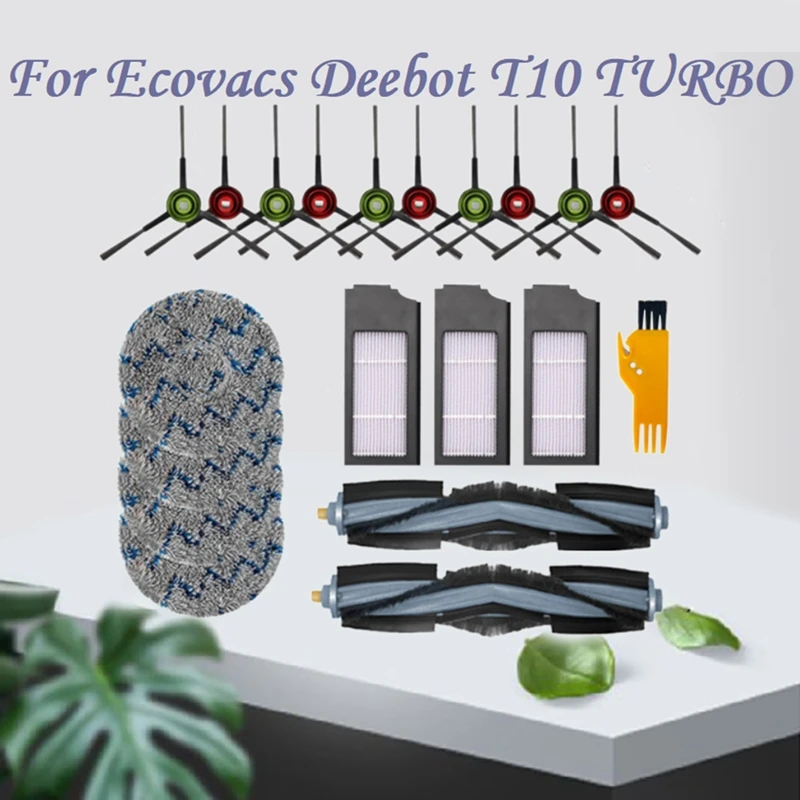 

20Pcs Washable Hepa Filter Mop Cloth Main Side Brushe For Ecovacs Deebot T10 TURBO Vacuum Cleaner Replacement Parts