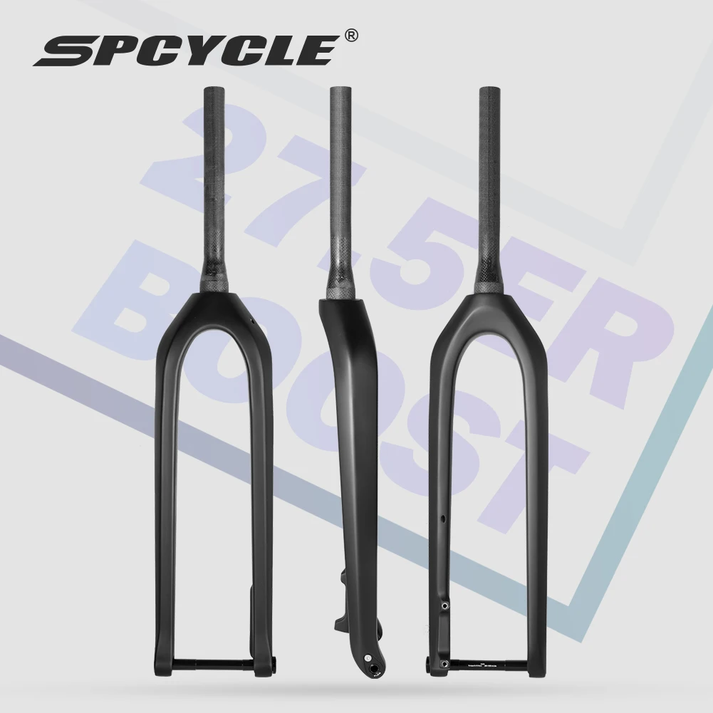 Spcycle 27.5er karbon çatal 650B dağ bisikleti sert ön çatal 27.5 Boost 110x15mm konik MTB karbon çatal