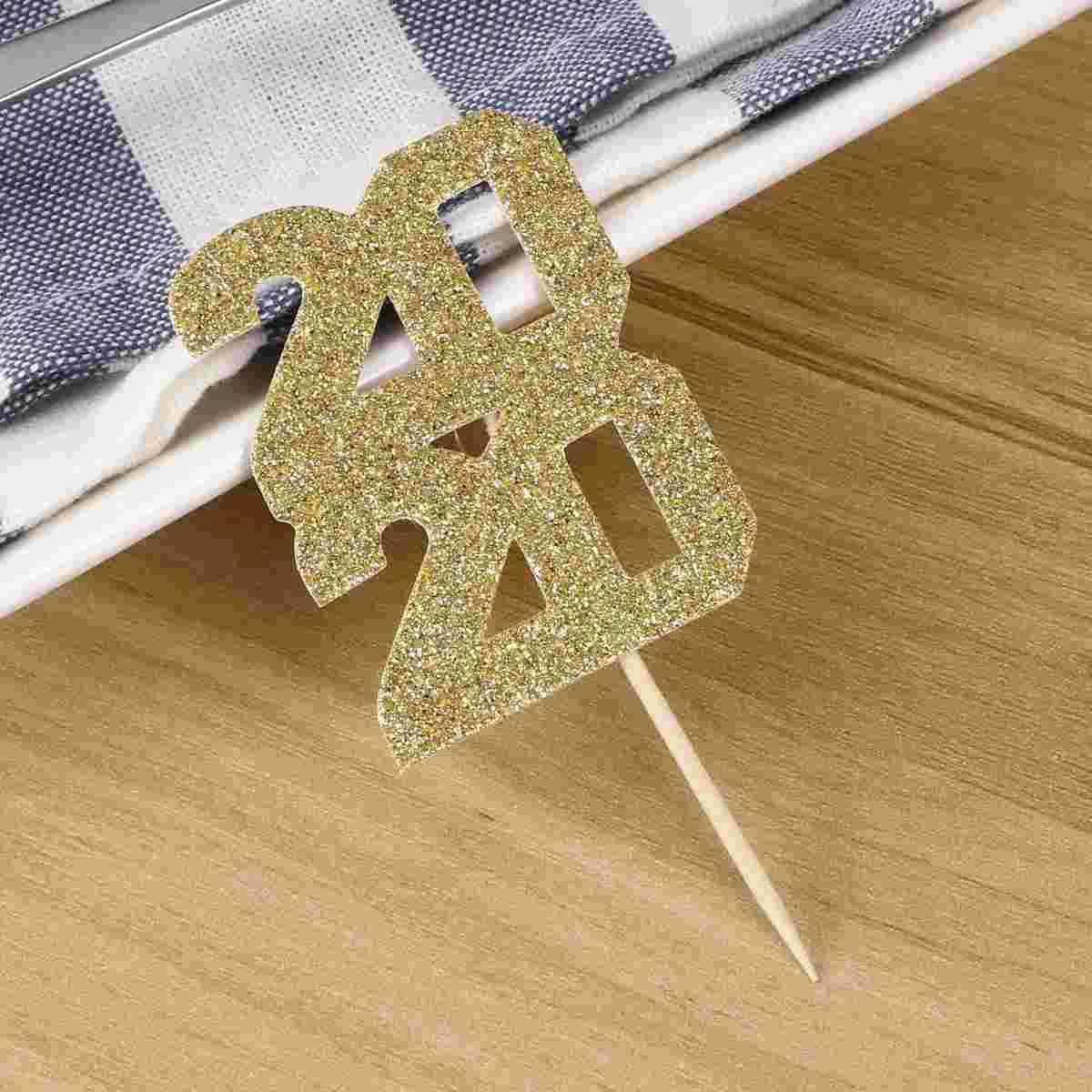 

30pcs New Year Party Decoration New Year Party Favors Cupcake Picks Cake Decoration Number New Year Cake Decoration