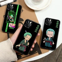 cartoon one piece black coque silicone case for iphone 12 11 13 pro max xs xr x 8 7 6s plus se soft cover cute zoro anime fundas