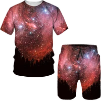 summer 2 piece sets tracksuit mens oversized clothing sportwear starry sky 3d printed t shirts men suit t shirt and shorts