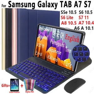 Чехол для клавиатуры с подсветкой для Samsung Galaxy Tab A8 10,5 A7 10,4 A7 Lite A6 A 10,1 S7 S8 11 S6 Lite 2022 русская испанская клавиатура