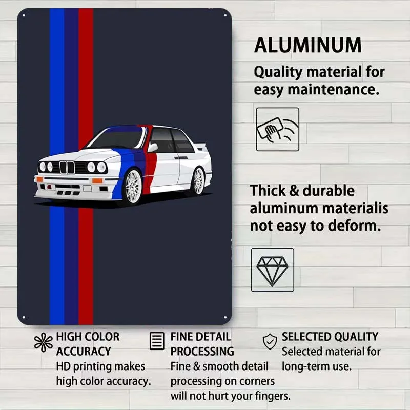 Bmw E30 Rally Классический знак Автомобильный металлический плакат Человек Пещера