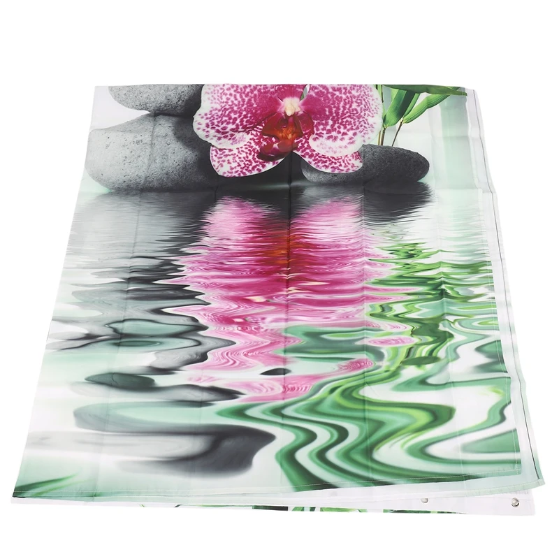 

India Spa Zen Buddha Water Yoga Shower Curtain Polyester Fabric Waterproof Massage Stone Orchid Bathroom Bath Curtains 1.8x1.8Cm