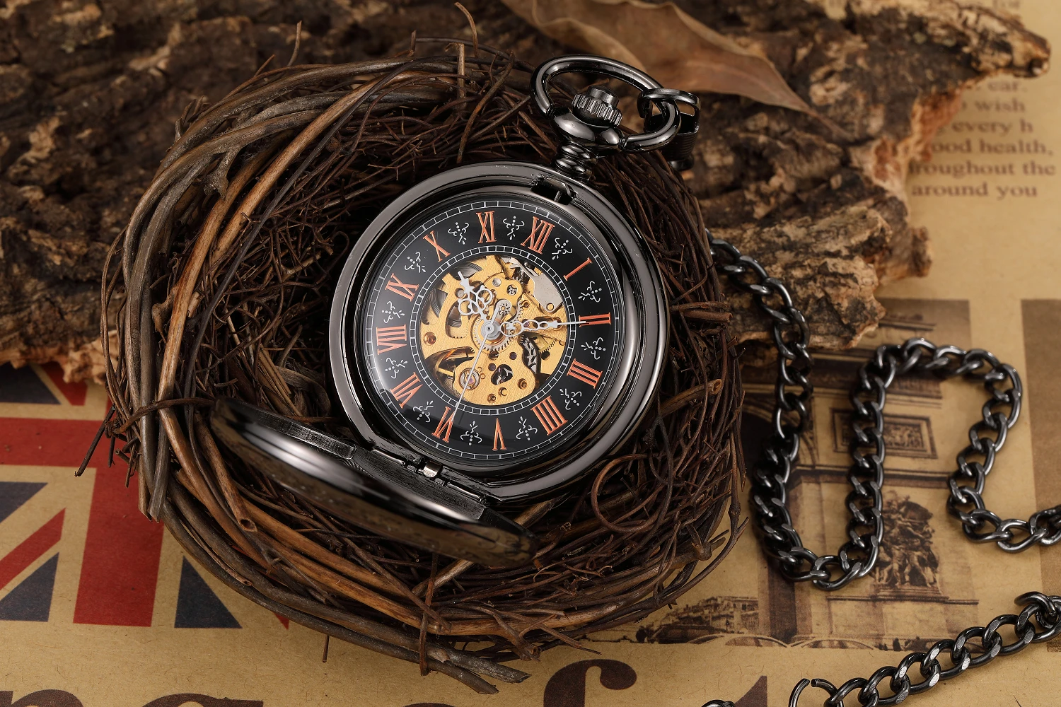 Vintage Retro Antique Steampunk Pocket Watch Roman Numerals Automatic Mechanical Men Watches Necklace Clock Unisex Reloj Hombre