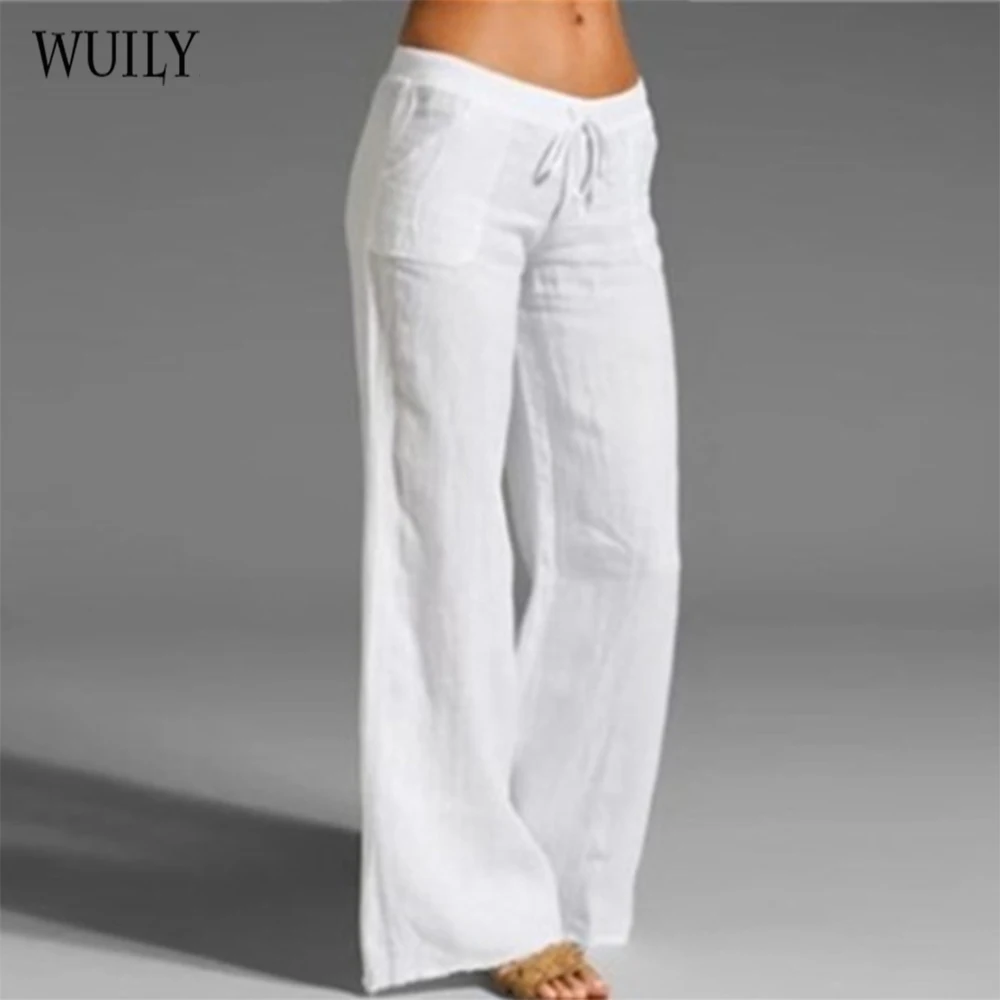 

Брюки Женские однотонные повседневные, модные мешковатые штаны с карманами, на шнуровке, пляжные Удобные Мягкие штаны для йоги и пляжа