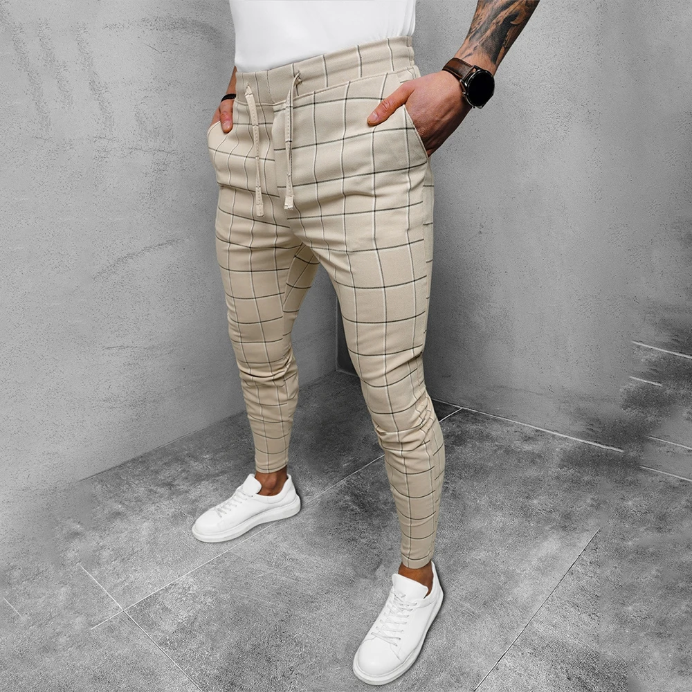 

2022 Band Mens Pants Summer Pants Plaid Skinny Trouser Trousers Wedding Workwear Business Casual Fashion Formal