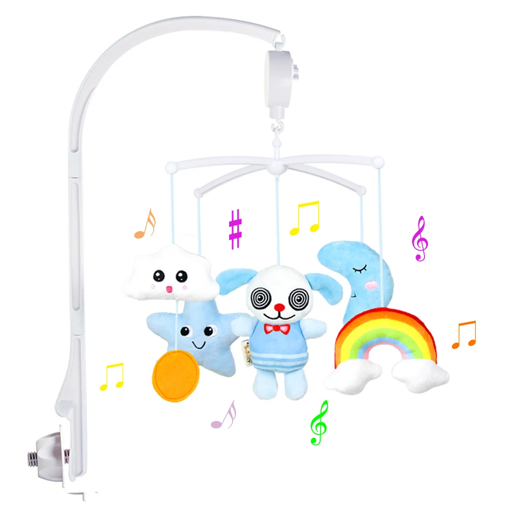 

Baby Nursery Musical Crib Mobile Toy with Detachable Bracket and Doll, Dog