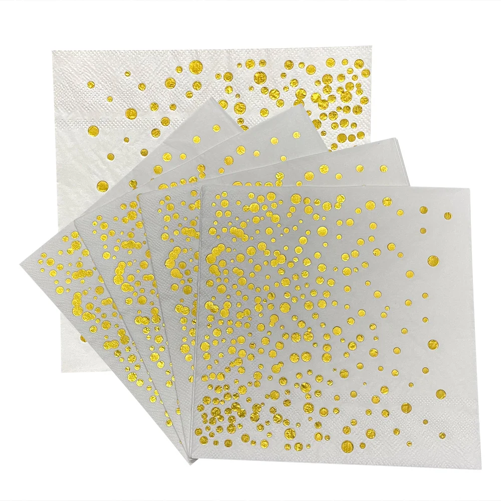 

100 шт. золотые салфетки, белые и золотые Коктейльные салфетки для свадьбы, Baby Shower, день рождения, десерт, одноразовые салфетки для отеля