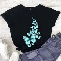 funny women t shirt trend butterfly print fashion woman blouses 2022 short sleeve t shirt female casual streetwear clothes tops