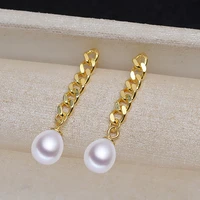 meibapj natural freshwater pearl simple braided chain water drop earrings real 925 sterling silver fine charm jewelry for women