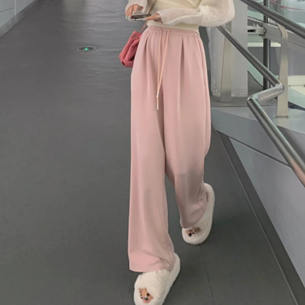 

Pink High-waisted Wide-leg Pants Women's Spring And Summer Ins Tide Loose All-match Gentle Style Casual Mopping Long Pants 2022