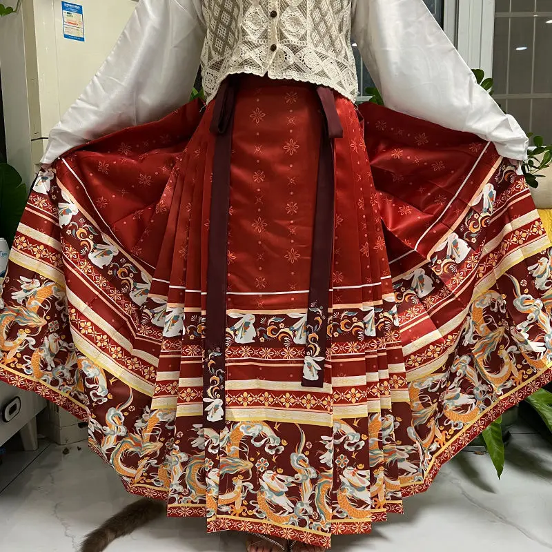 Юбка с изображением лошади оригинальная Женская юбка ханьфу династии Мин