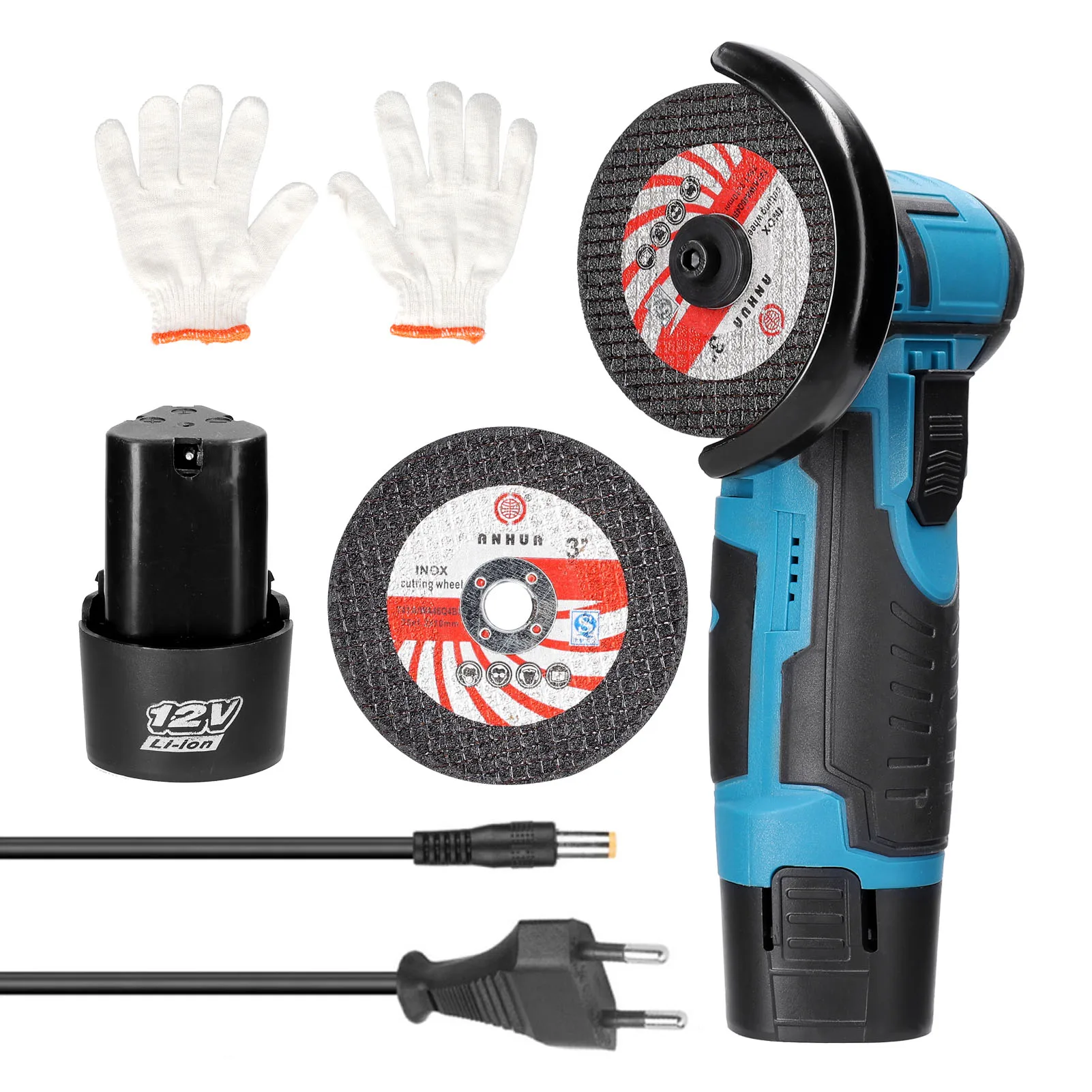 Беспроводная угловая шлифовальная машина 12 В 2 шт. литиевая батарея 500 Вт 19500