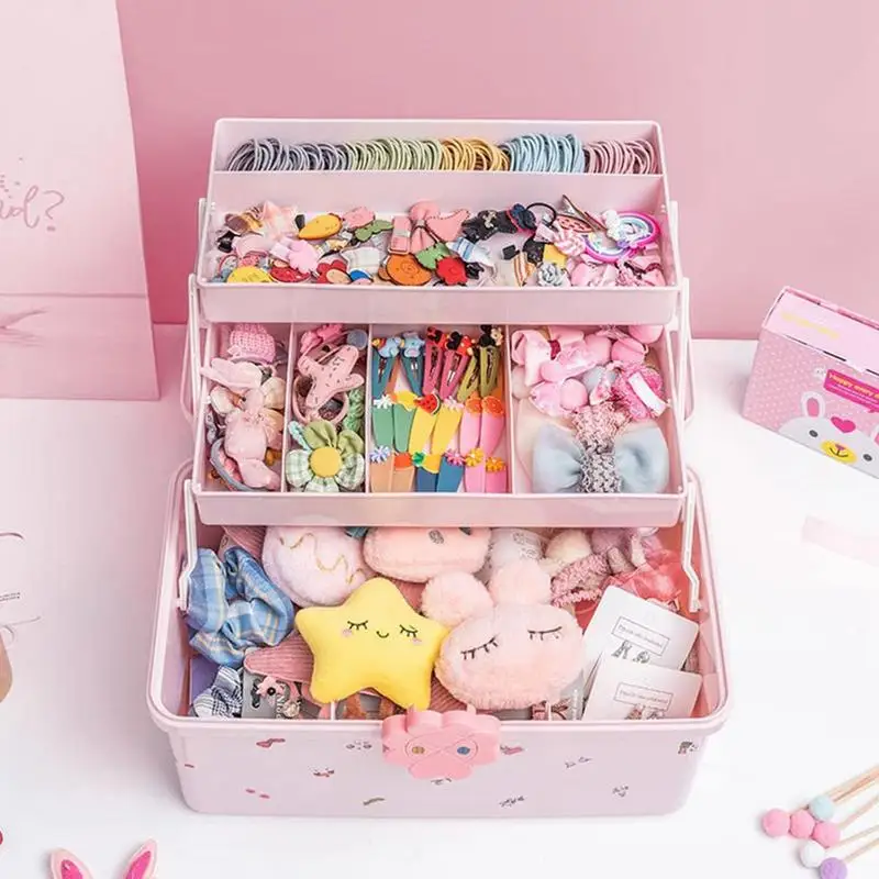 

Baby Hair Accessories Organizer Storage Box Large Capacity Jewelry Box Head Rope Hairpin Head Dressing Multi-layer Organizer
