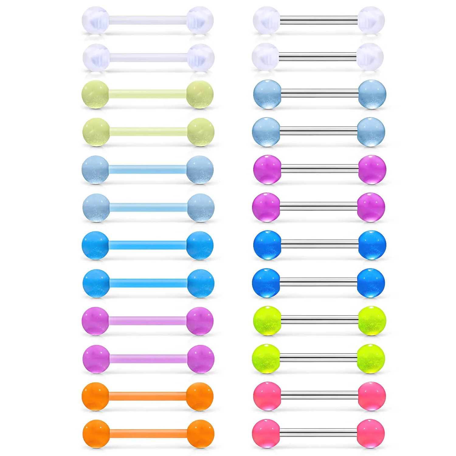 Гибкие биопласты светящиеся в темноте 14 г 16 мм стержни кольца для языка пирсинг