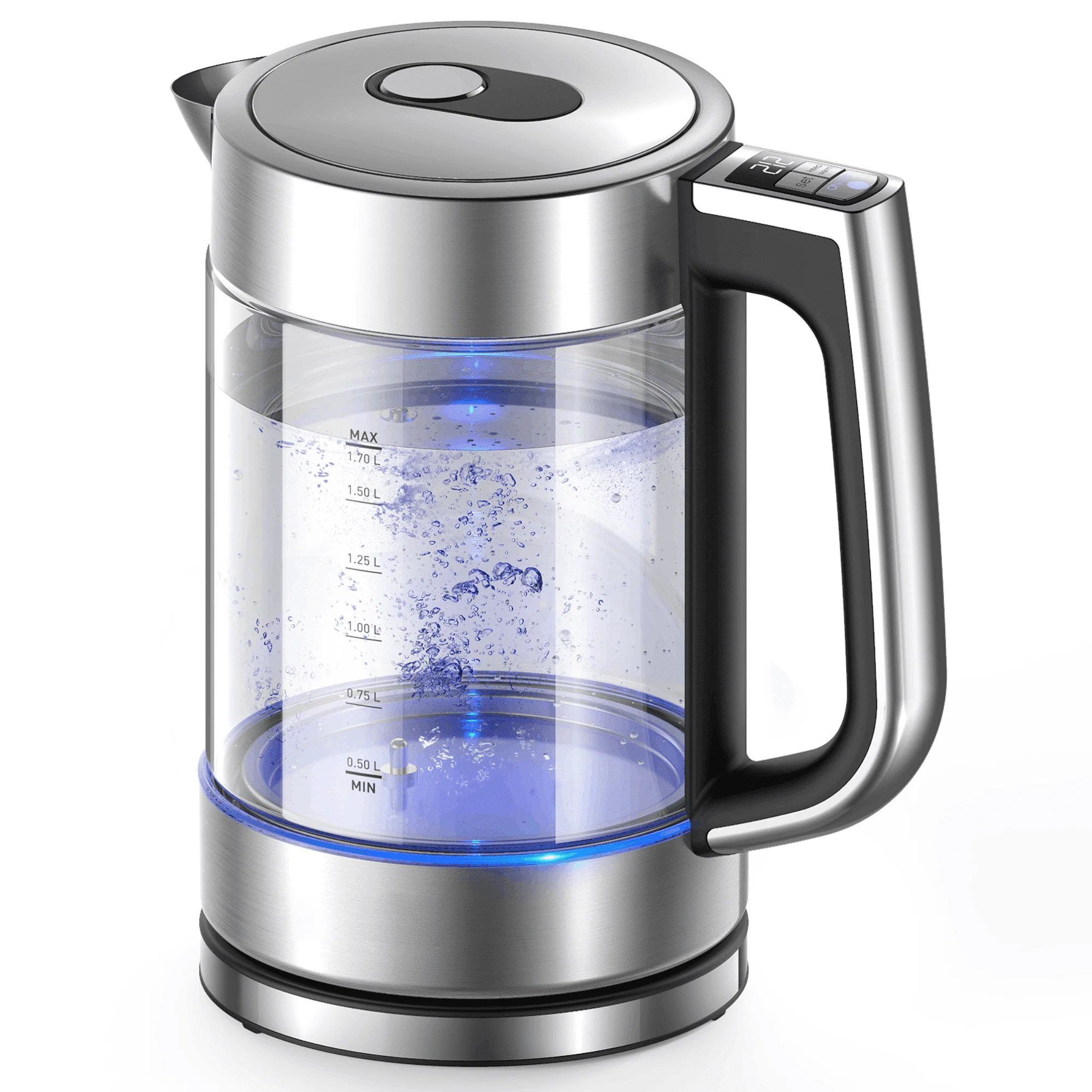 

Electric Kettle, Variable Temperature Tea Kettle 1.7L, 1500W Fast Boil Glass Water Kettle w/ 1Hr Keep Warm Function, Silver