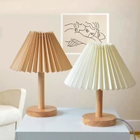 japan style bedside table lamp with 3 color bulb white round fabric pleated shade bedside lamp perfect for bedroom living room