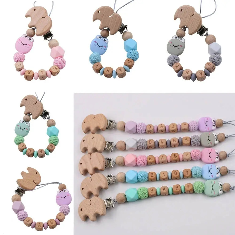 

Eco-friendly Toy Anti-drop Chains Beech Tooth Glue Baby Teether Pacifier Clips Pacifier Clip Chain Silicone Beads