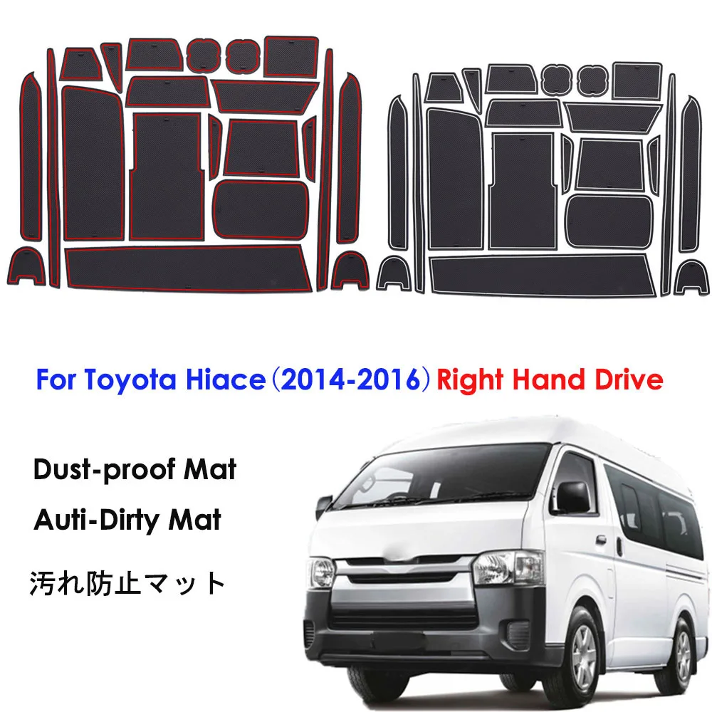 

Rubber Door Groove Mat for Toyota Hiace RegiusAce VAN WIDE 2014 2015 2016 Cup Cushion Gate Storage Slot Coaster Dust-proof Pad