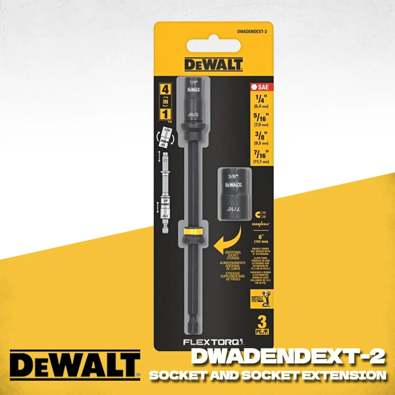 

DEWALT DWADENDEXT-2 FLEXTORQ Удлинитель розетки и розетки SAE 4-в-1