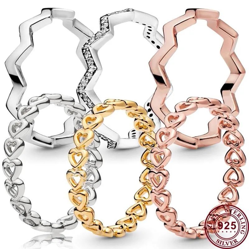 

Hot 925 Silver Heart To Heart Delicate Lightning Word Women's Classic Ring Wedding High Quality DIY Fashion Charm Jewelry